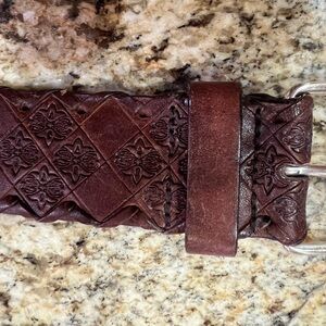 Beautiful brown leather, etched design!!